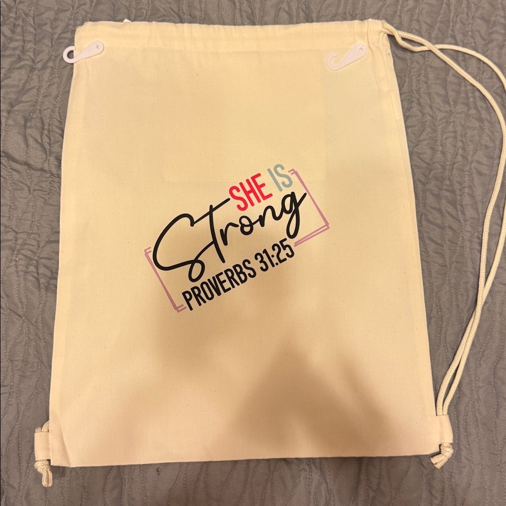 Inspirational Drawstring Bag With Proverbs 31:25 - image 1